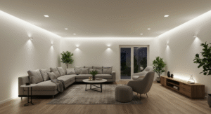Bright ambient lighting (voice-controlled)