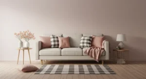 Checkered and Floral Patterns living room