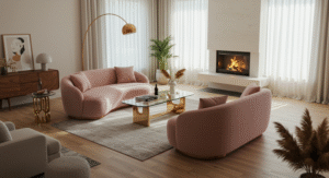 Curved Velvet Sofas living room