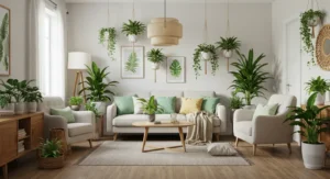 Greenery Accents living room decor
