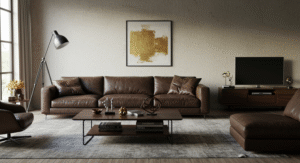 Italian Leather Sectional living room