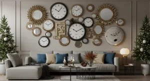 New Year Mirror and Clock Wall Arrangement
