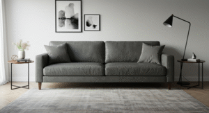 Sleek Gray Leather Sofa living room