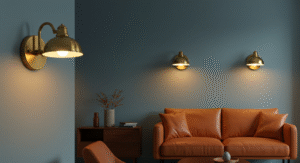 Warm-colored wall sconces living room