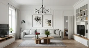 White and Wood Combination living room