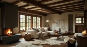 Wood Beams living room decor