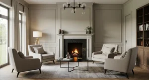 Angled Furniture Around the Fireplace
