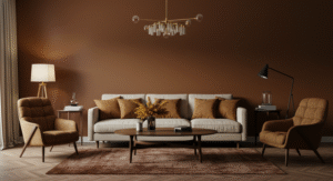 Burnt sienna living room