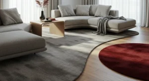 Curved rugs for asymmetrical designs
