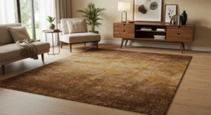 Earth-toned rugs with warm walls