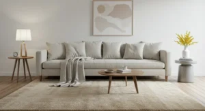 Minimalist cream rugs with texture