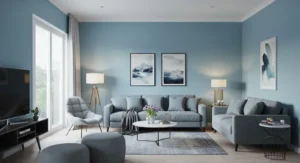 Misty blue living room
