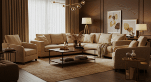 Mocha and wheat living room