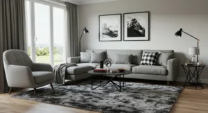 Monochrome black and white statement rugs