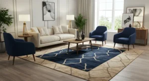 Navy and beige combinations living room