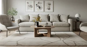 Neutral geometric patterns living room