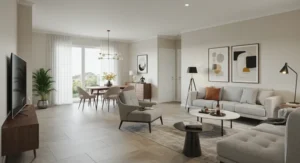 Open Plan Layout Transitions living room