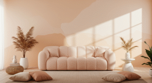 Peach and pearl livinvg room