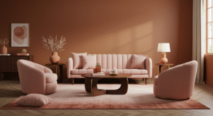 Terracotta + blush living room