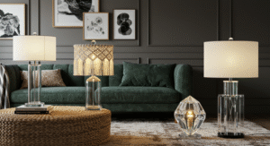 Transparent lamp bases to reduce visual clutter