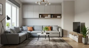 Wall-Mounted Storage and Narrow Seating