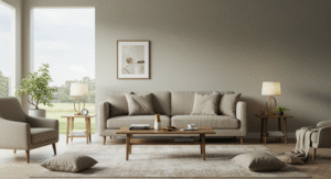Warm greige shades living room