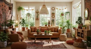Bohemian Style plats living room decor