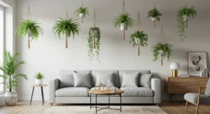 Hanging Plants on High Surfaces for living room decor
