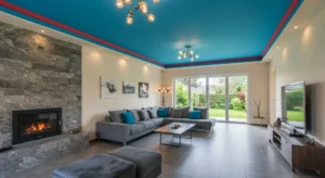 living room , Colored Ceilings for Bold Design