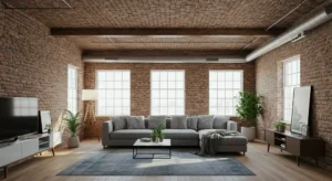 living room , Exposed Brick Ceilings